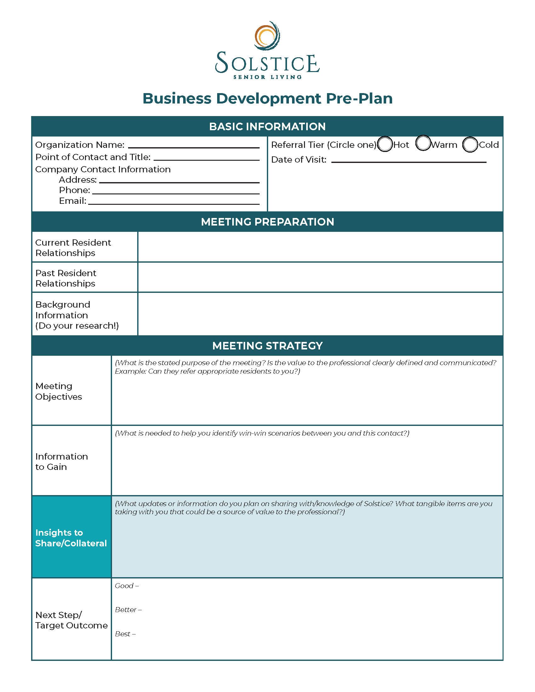 Business Development Pre Plan