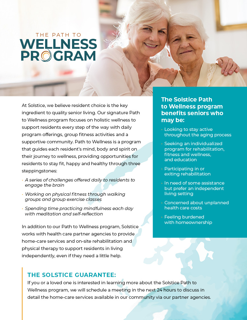 Dining, Activities and Wellness Program flyer back