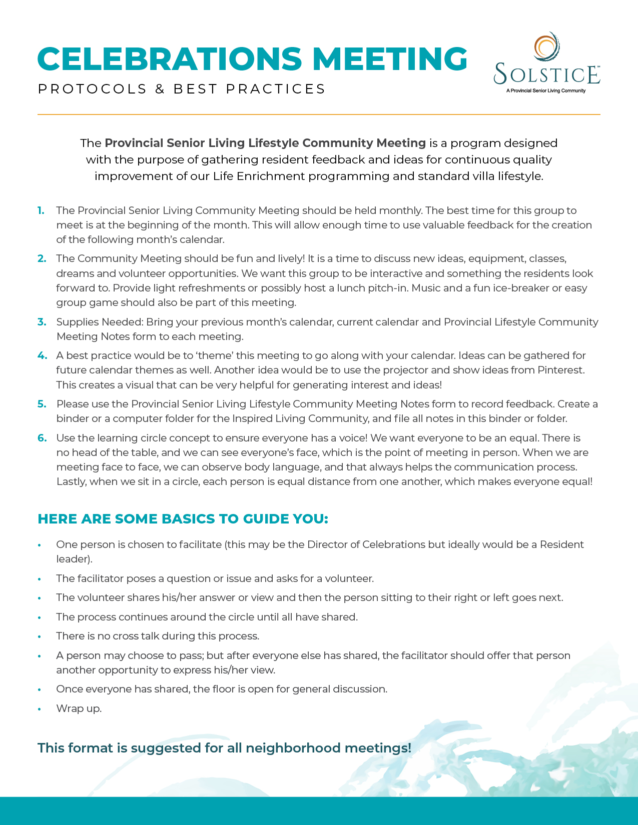 Celebrations Meeting