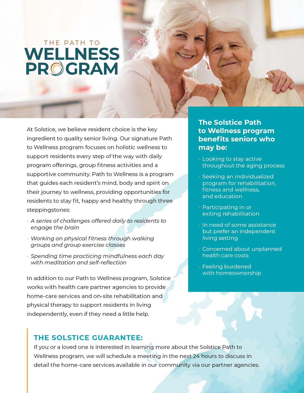 Dining, Activities, Wellness flyer back